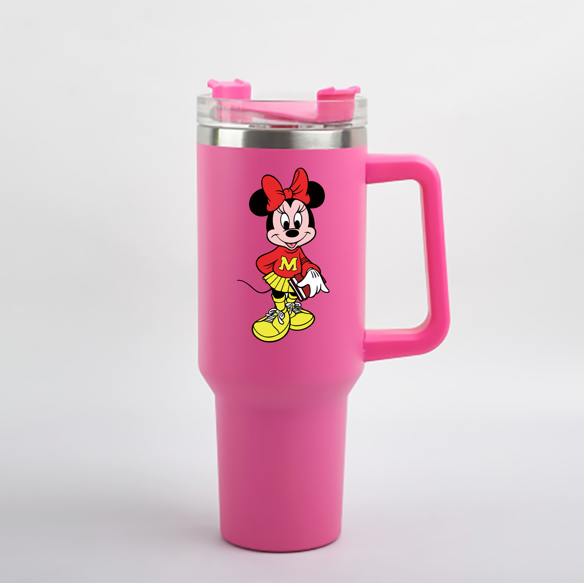 （画像用） ミッキーマウス Mickey Mouse 1200mL車用タンブラー - クリスタルステッカー（プラスチックストロー付き）